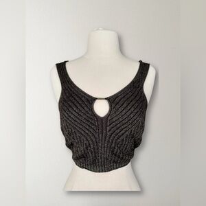 Free People halle lurex black gold crop top XS NWOT